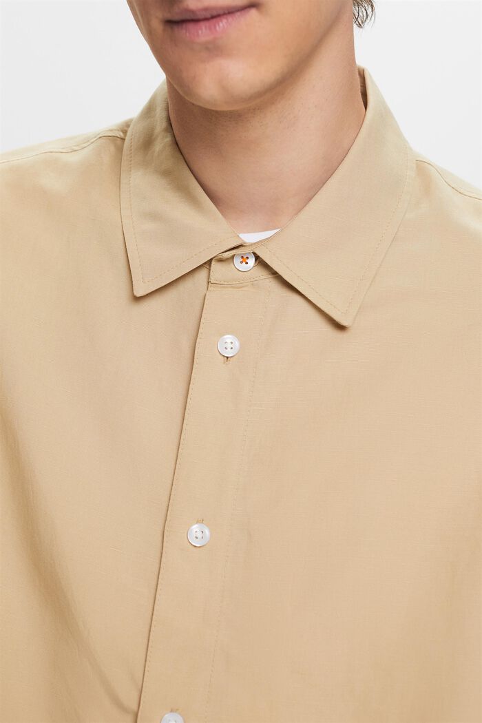 Kortärmad skjorta, linneblandning, SAND, detail image number 2