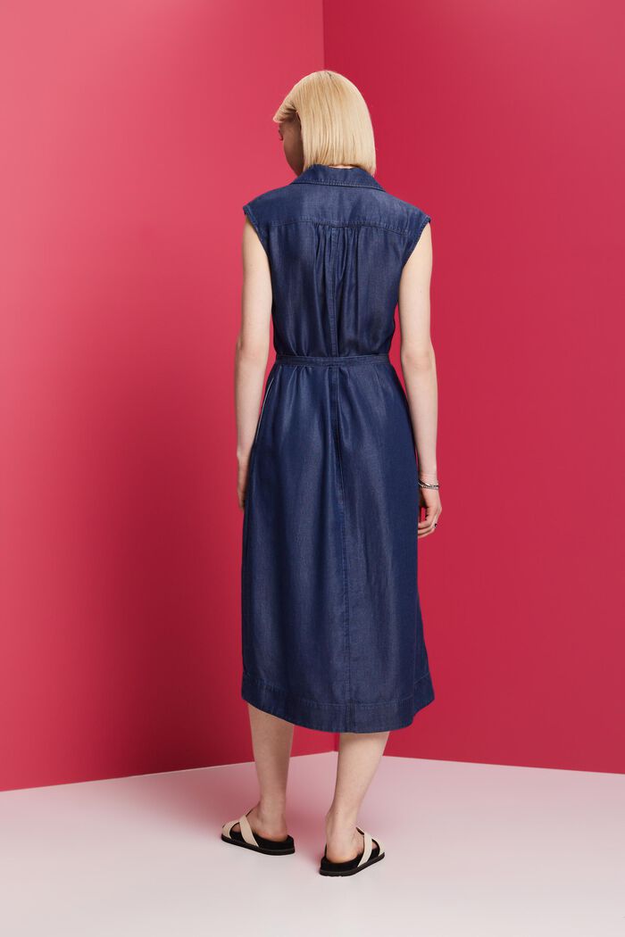 Skjortklänning i TENCEL™ denim med skärp, BLUE DARK WASHED, detail image number 3