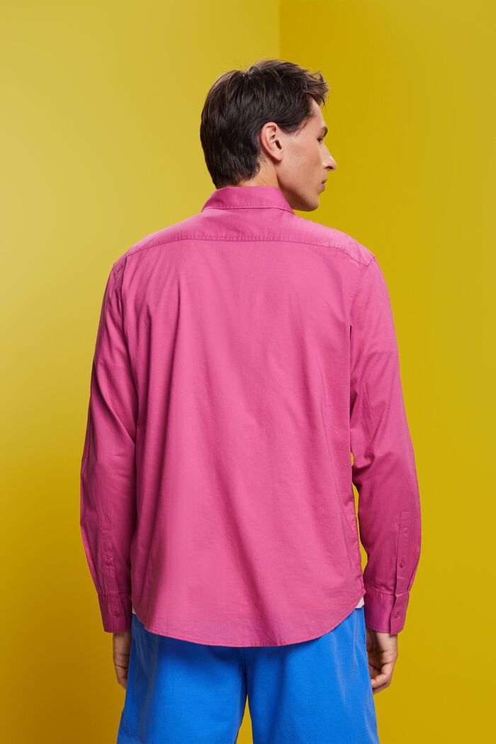 Enfärgad långärmad skjorta, 100% bomull, DARK PINK, detail image number 3