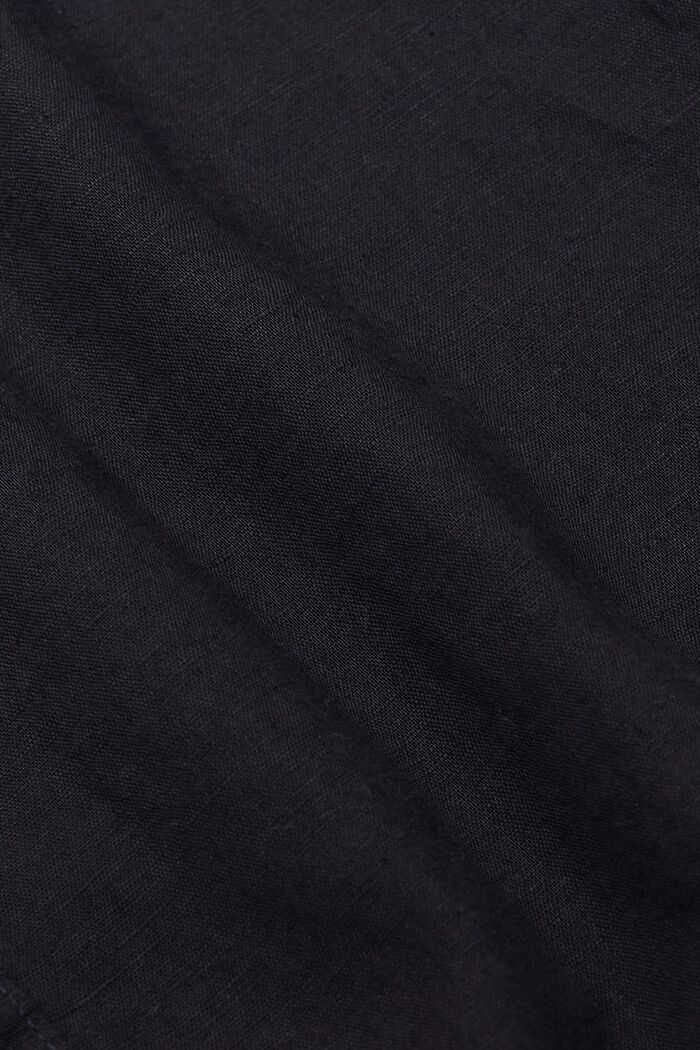 Kortärmad skjorta i mix av linne och bomull, BLACK, detail image number 4