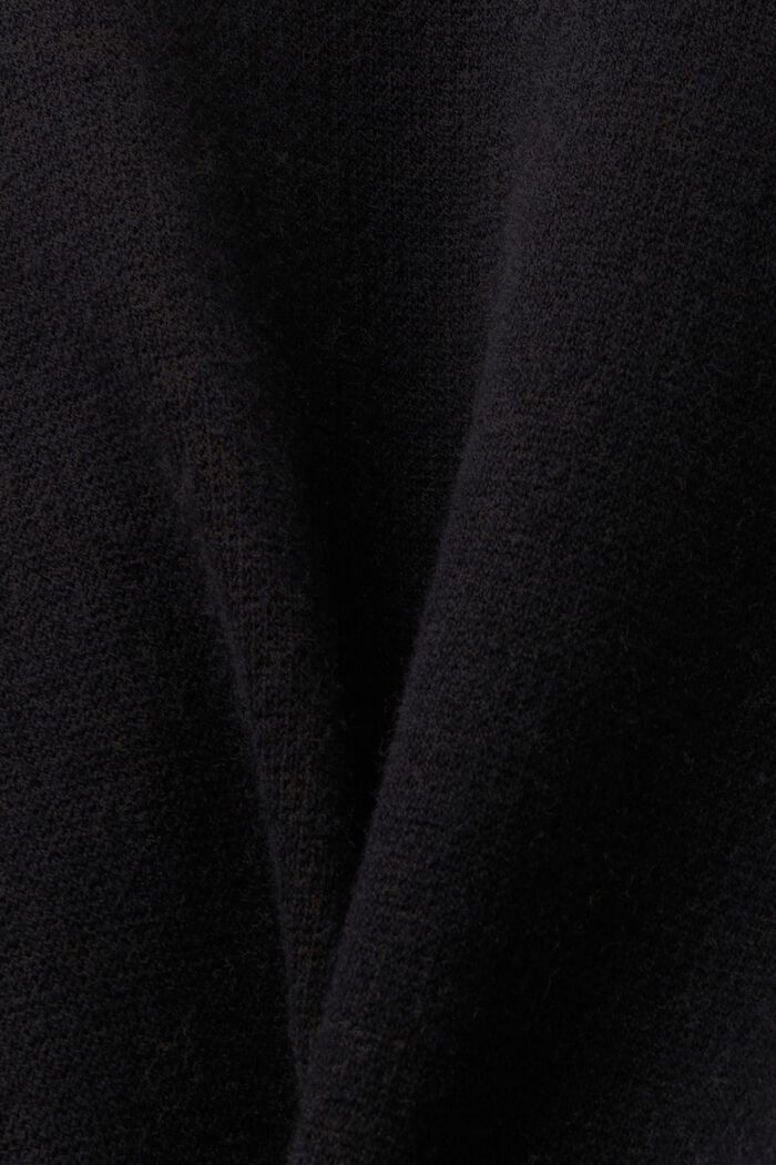 Puffärmad kort tröja med blommigt jacquardmönster, BLACK, detail image number 4
