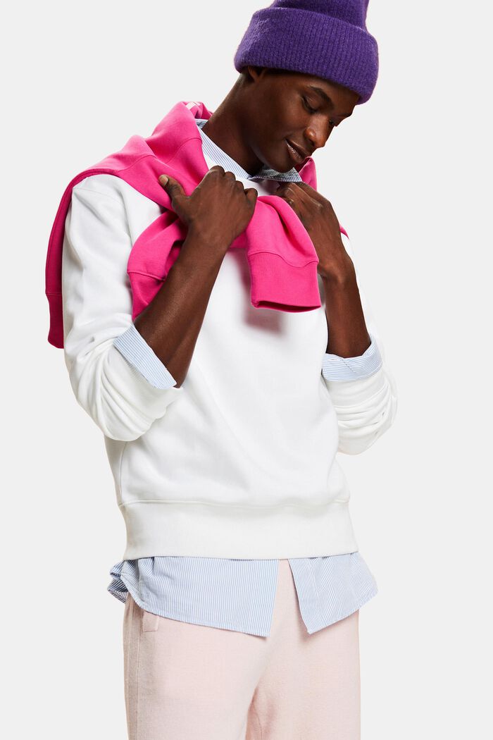 Sweatshirt i fleece med logo, unisexmodell, WHITE, detail image number 0