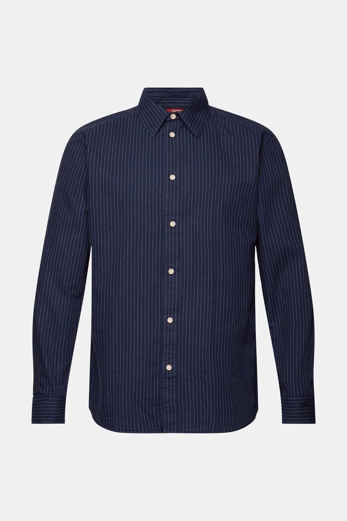 Kritstrecksrandig skjorta i twill, 100% bomull, NAVY, detail image number 5