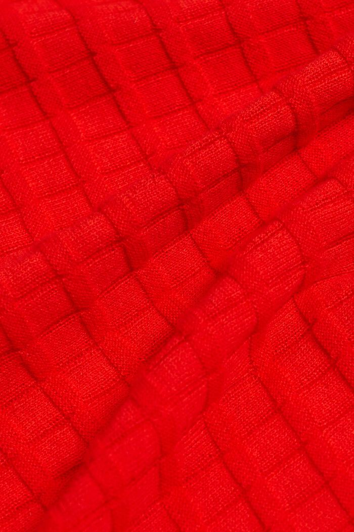 Strukturstickad tröja, RED, detail image number 5