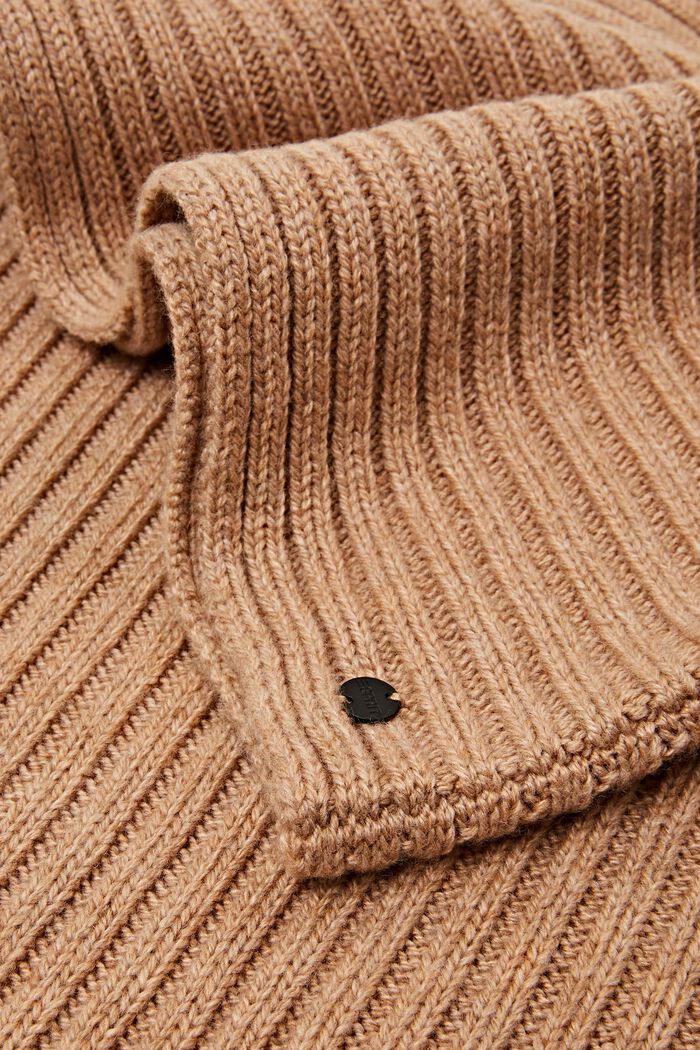 Ribbstickad tubscarf, ullmix, CAMEL, detail image number 1