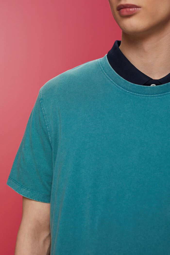 Plaggfärgad T-shirt i jersey, 100% bomull, TEAL BLUE, detail image number 2