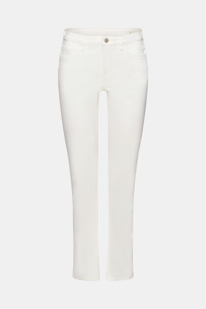 Raka jeans med medelhög midja, OFF WHITE, overview