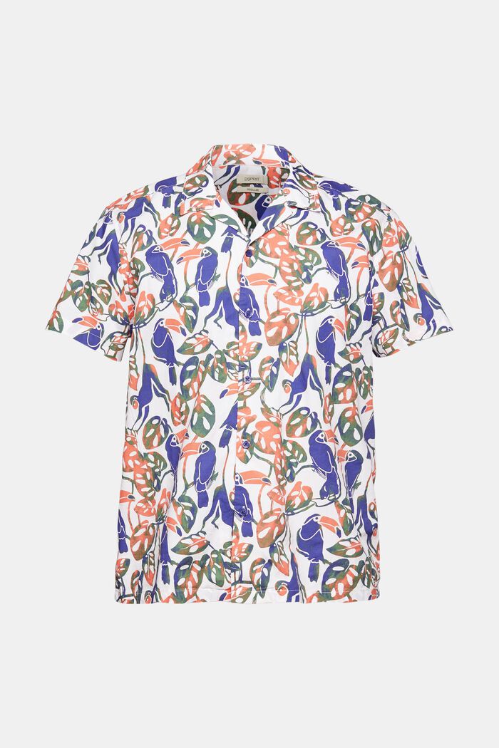 Kortärmad skjorta med tropiskt mönster, 100% bomull