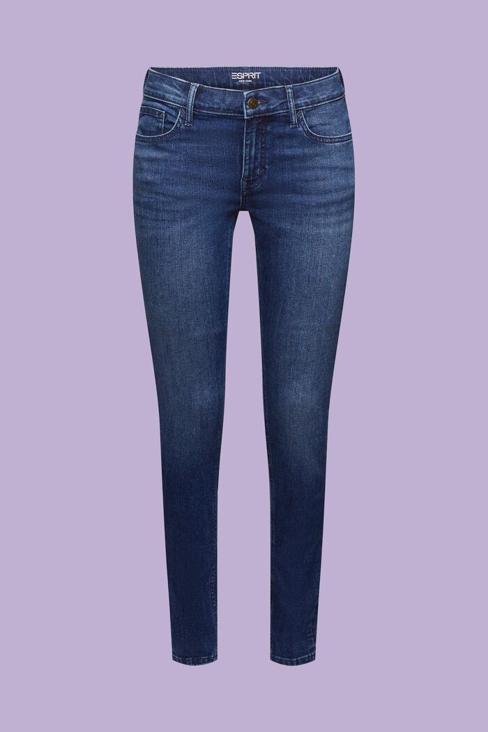 Skinny-jeans med mellanhög midja, BLUE DARK WASHED, detail image number 6