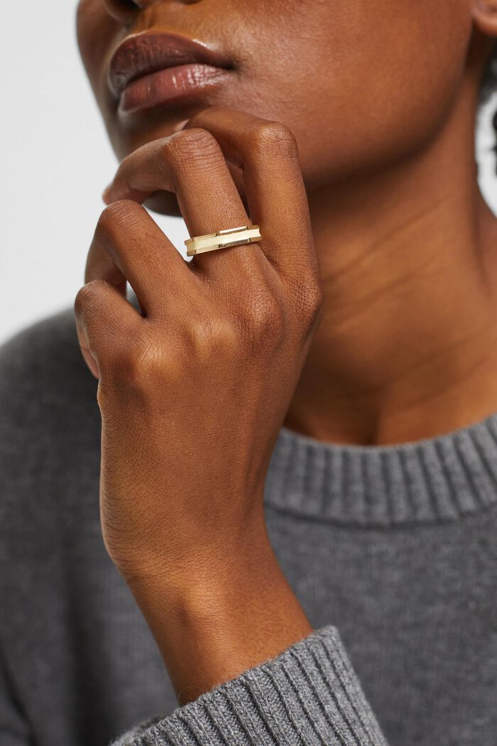 Kantig ring med färg, rostfritt stål, GOLD, detail image number 2