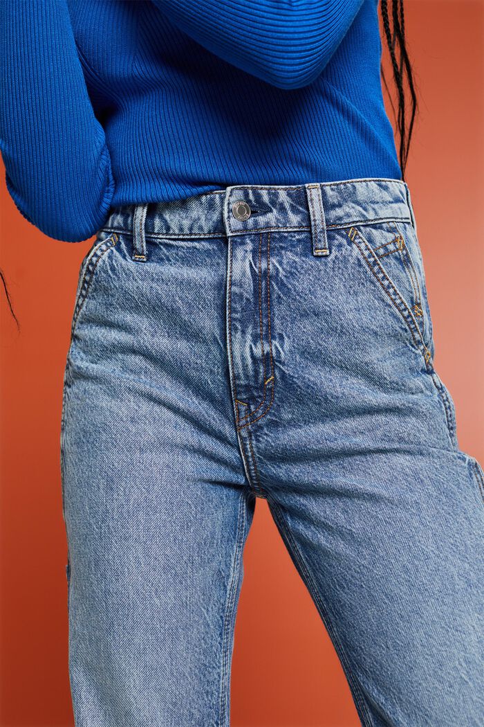 Jeans med raka ben och hög midja, BLUE LIGHT WASHED, detail image number 4