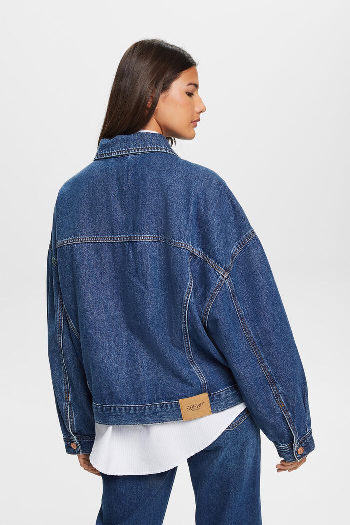 Oversize-jeansjacka, 100% bomull, BLUE MEDIUM WASHED, detail image number 3