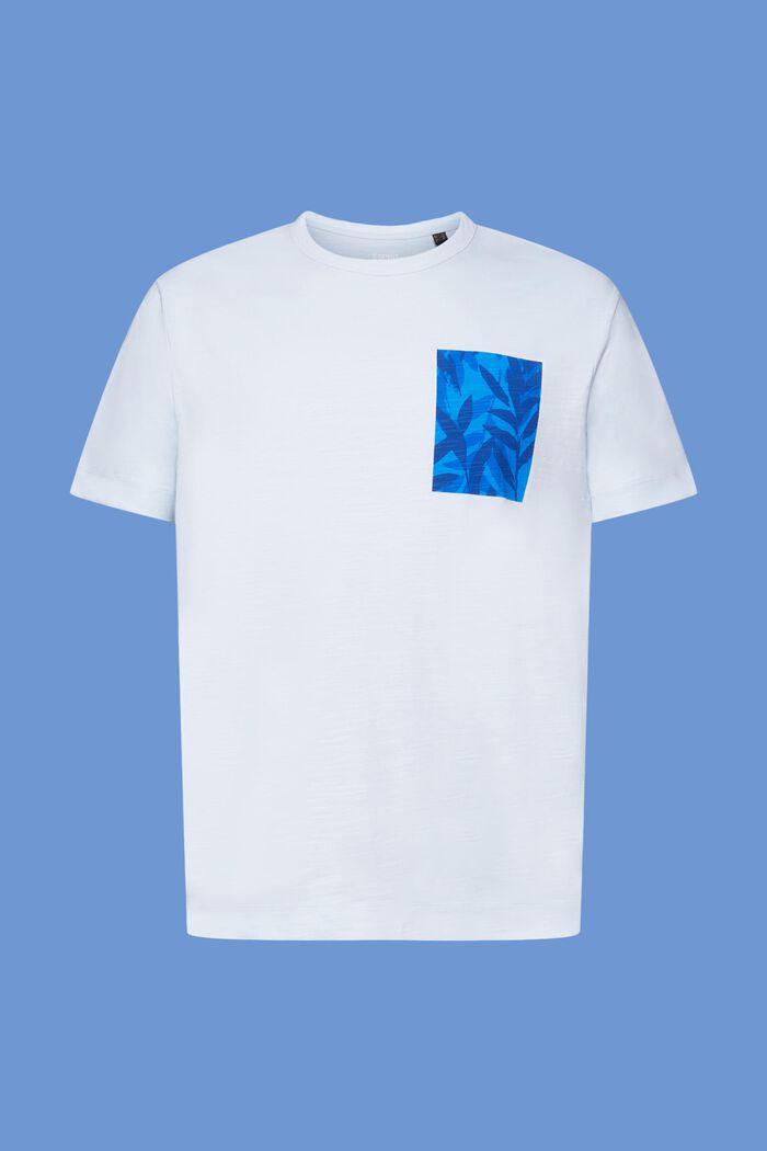 T-shirt i jersey med tryck på bröstet, 100 % bomull, PASTEL BLUE, detail image number 6