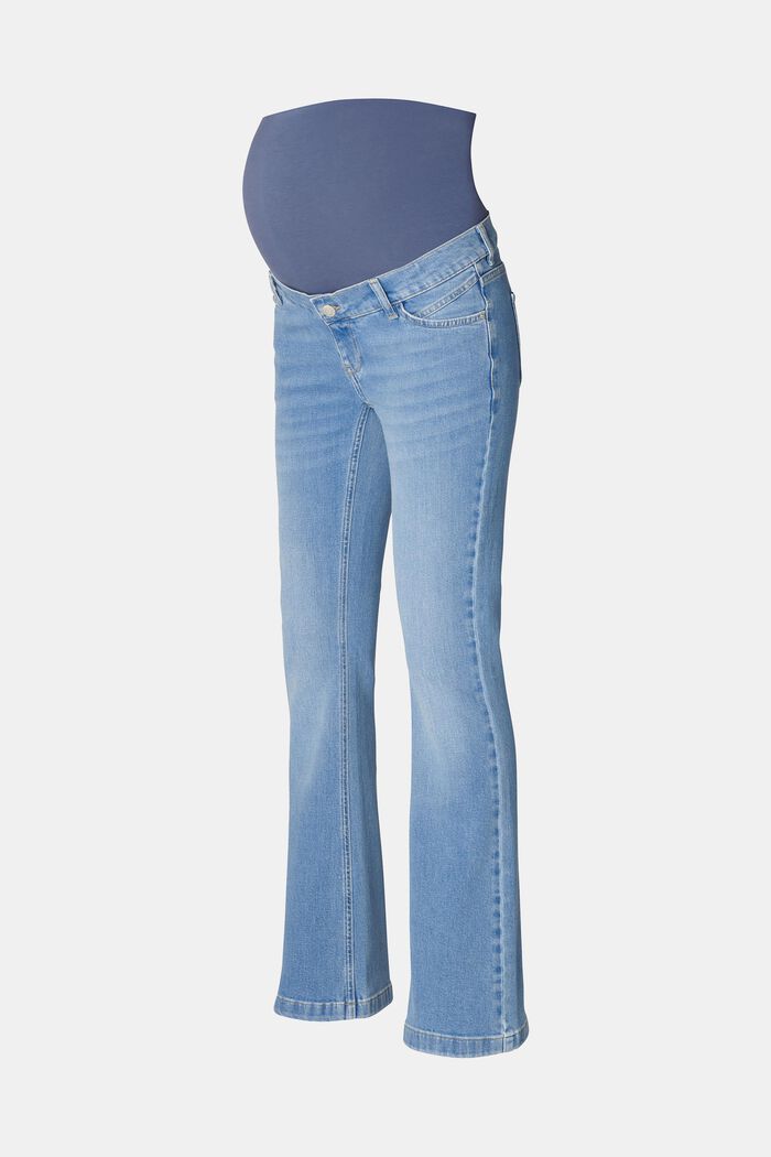 Jeans med utsvängda ben och midjeband över magen