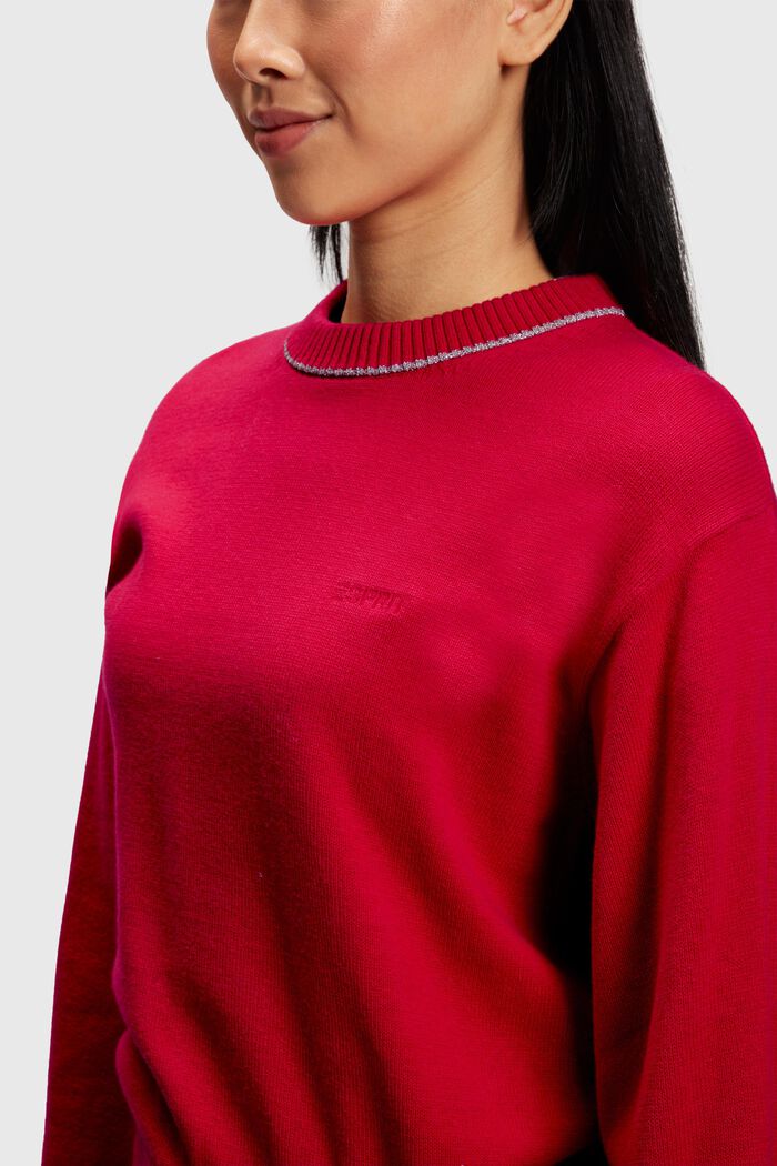 Puffärmad tröja med kaschmir, RED, detail image number 2