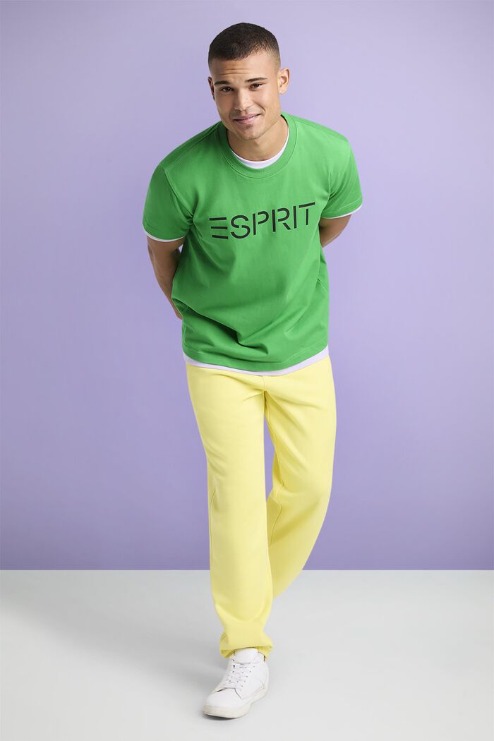 T-shirt i bomullsjersey med logo, unisexmodell, GREEN, detail image number 4