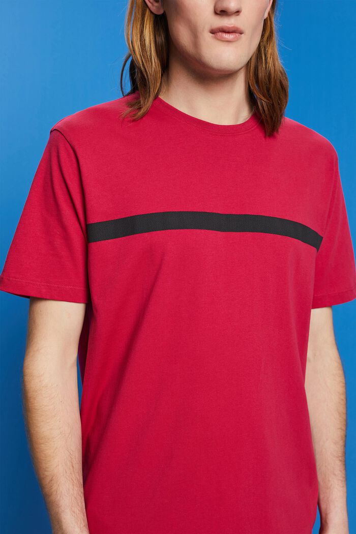 Bomulls-T-shirt med kontrastrand, DARK PINK, detail image number 2