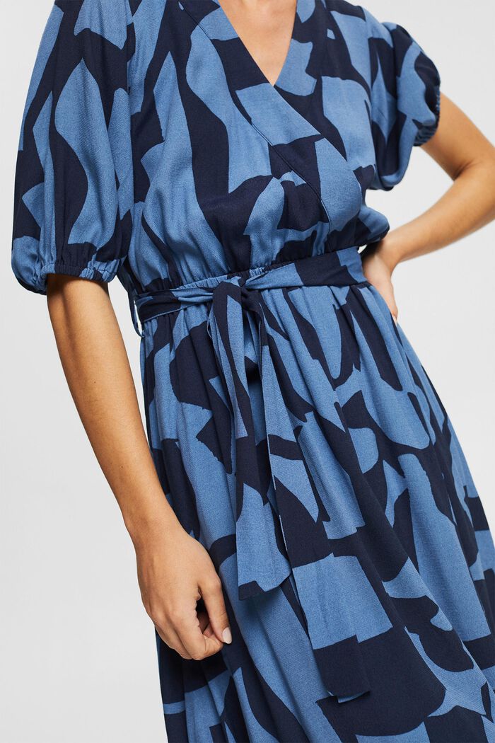 Midiklänning med mönster, LENZING™ ECOVERO™, GREY BLUE, detail image number 3