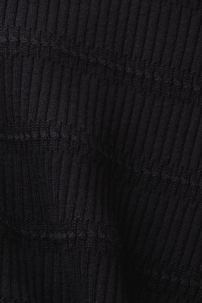 Stickad kortärmad tröja, BLACK, detail image number 4