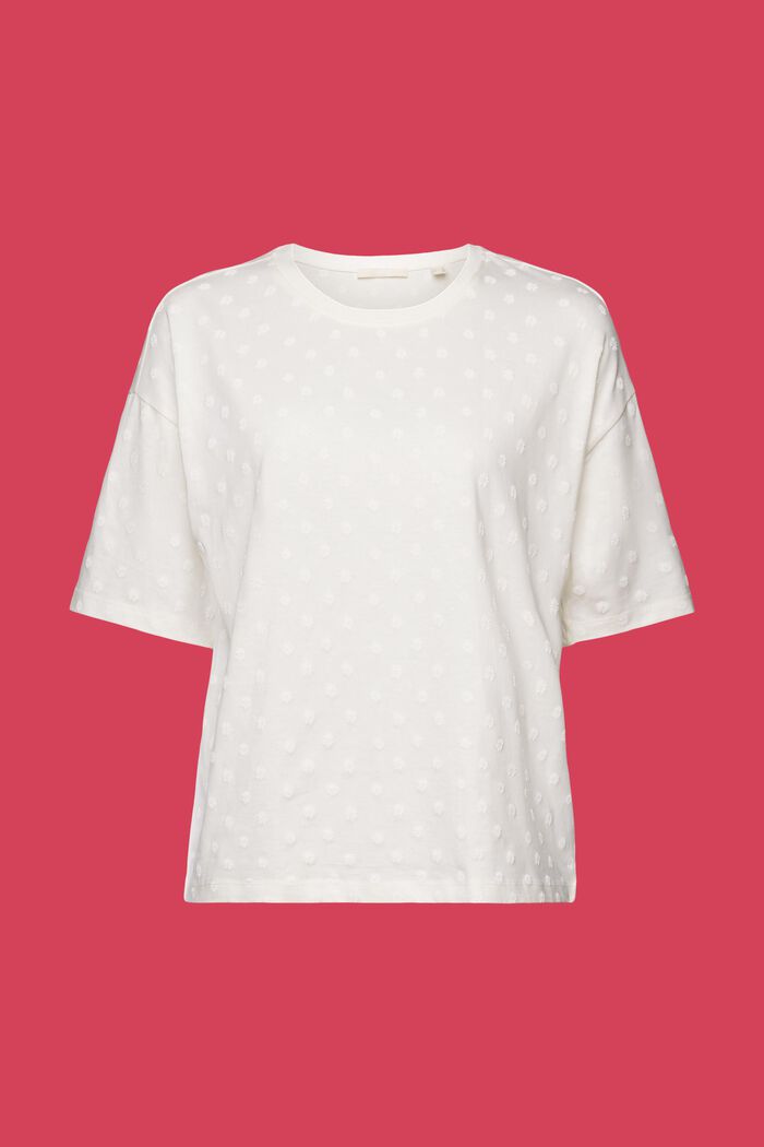 T-shirt med tryck ton-i-ton, 100 % bomull, OFF WHITE, detail image number 6