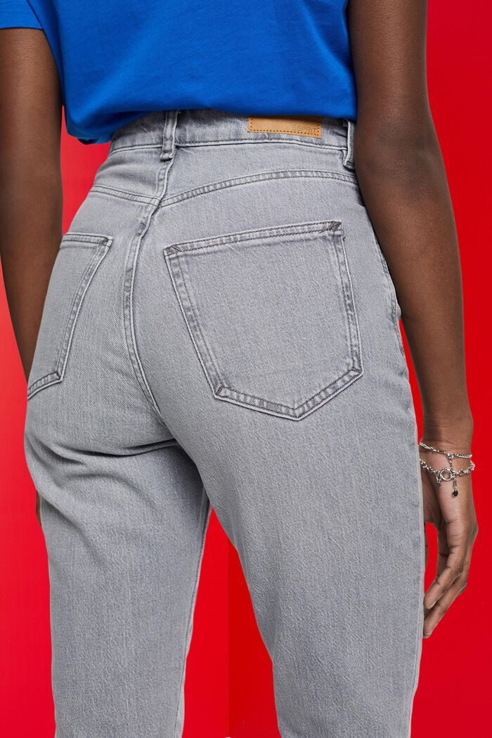 Kortare jeans med hög midja och rå fåll, GREY MEDIUM WASHED, detail image number 4