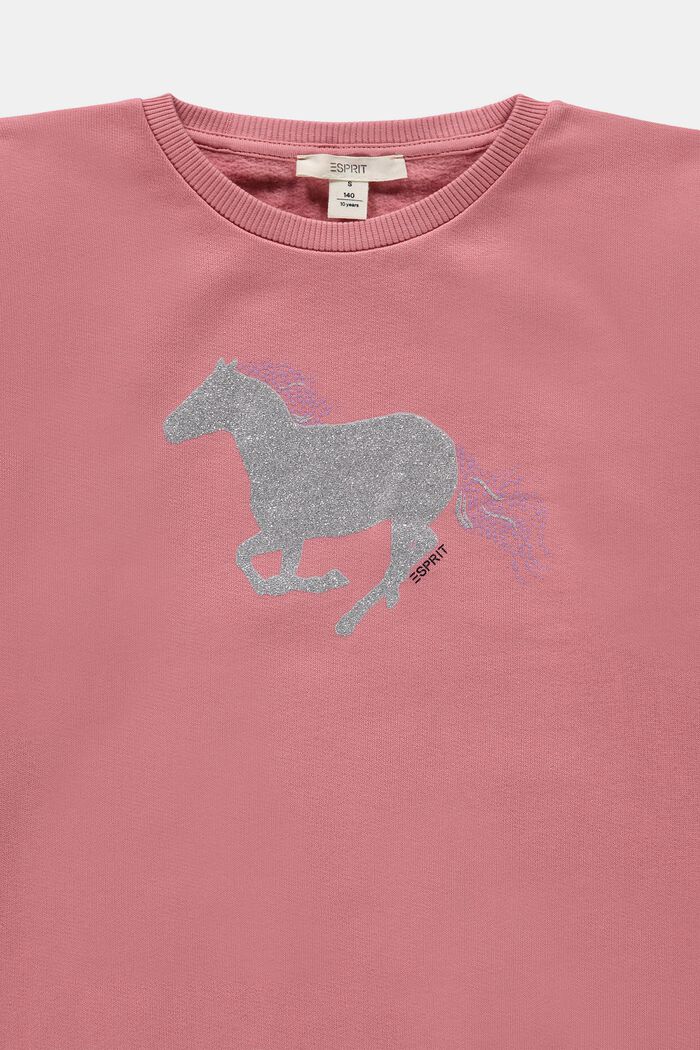 Sweatshirtklänning med glittrande hästtryck, CORAL, detail image number 2