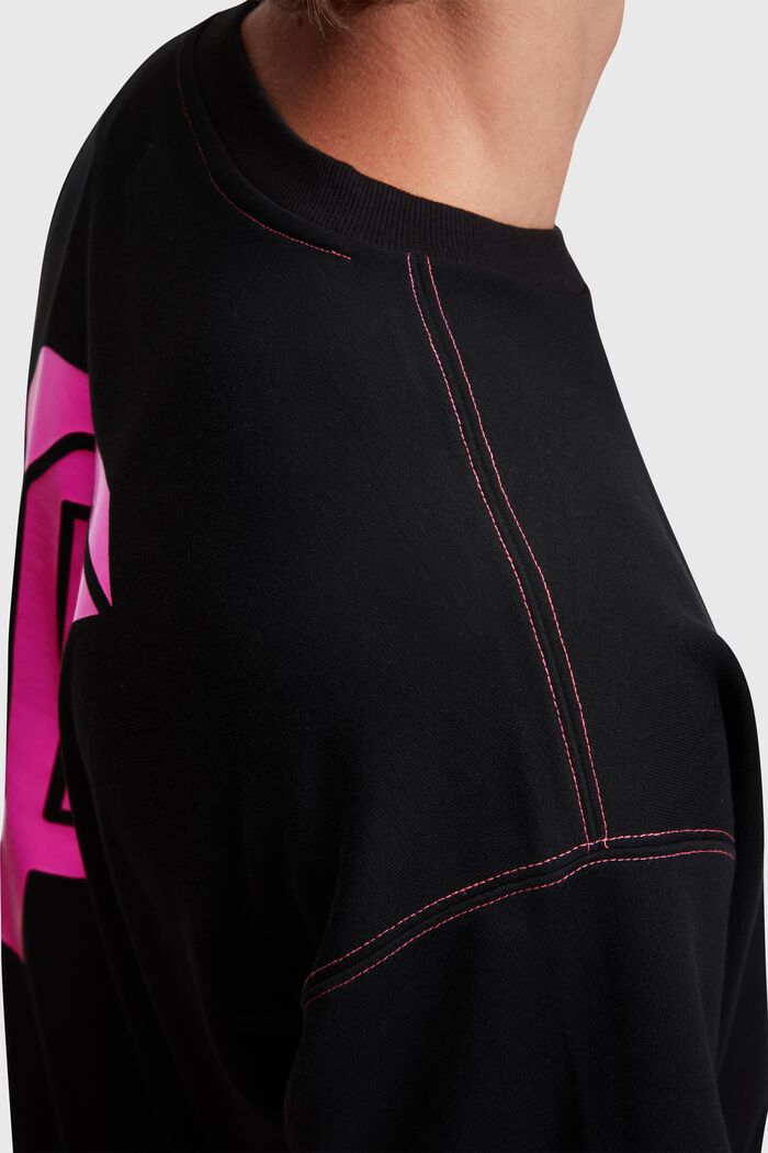 Sweatshirt i avslappnad passform med neontryck, BLACK, detail image number 3