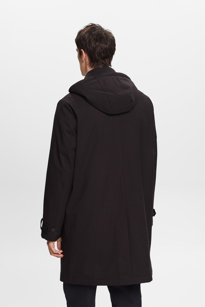 Återvunnet: vadderad kappa med avtagbar huva, BLACK, detail image number 3