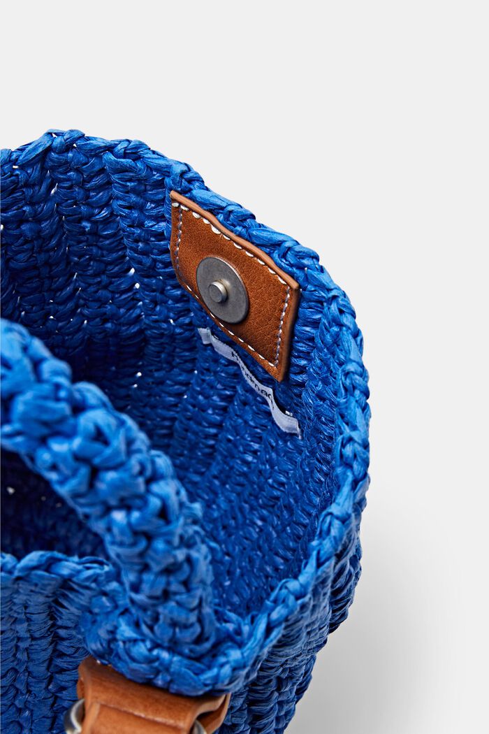 Crossbody-väska i vävd halm, BRIGHT BLUE, detail image number 4