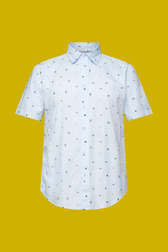 Mönstrad kortärmad skjorta, 100 % bomull, PASTEL BLUE, detail image number 5