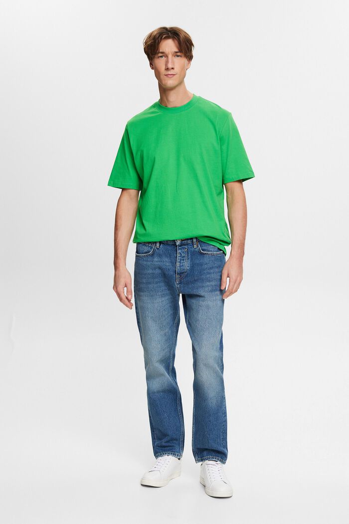 Bomulls-T-shirt med rund ringning, GREEN, detail image number 4