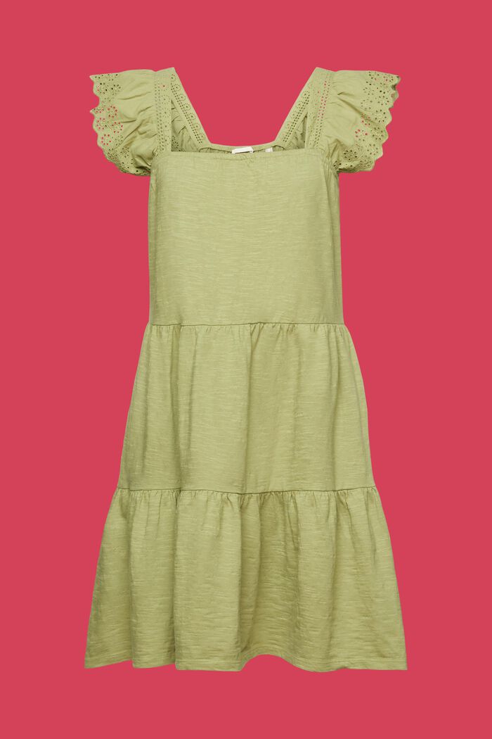 Jerseyklänning med broderad spetsärm, PISTACHIO GREEN, detail image number 6