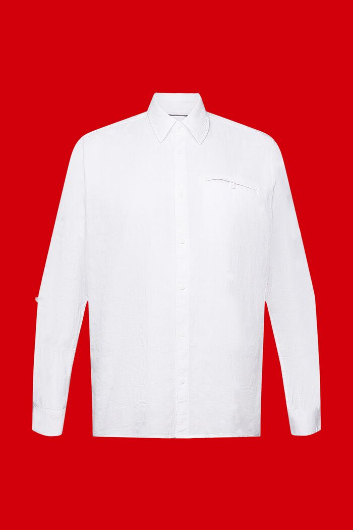 Bomullsskjorta med struktur, WHITE, detail image number 7