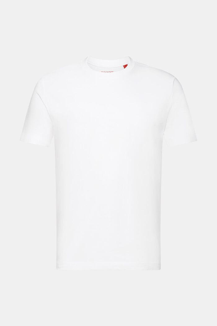 T-shirt i pimabomull-jersey med rund ringning, WHITE, detail image number 7