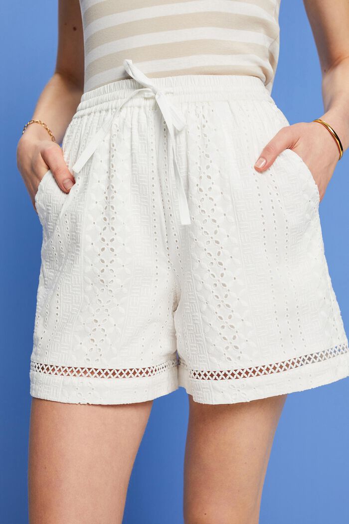 Broderade shorts, LENZING™ ECOVERO™, WHITE, detail image number 2