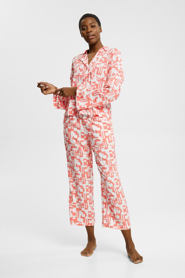 Mönstrad pyjamas i LENZING™ ECOVERO™-viskos, CORAL, detail image number 1