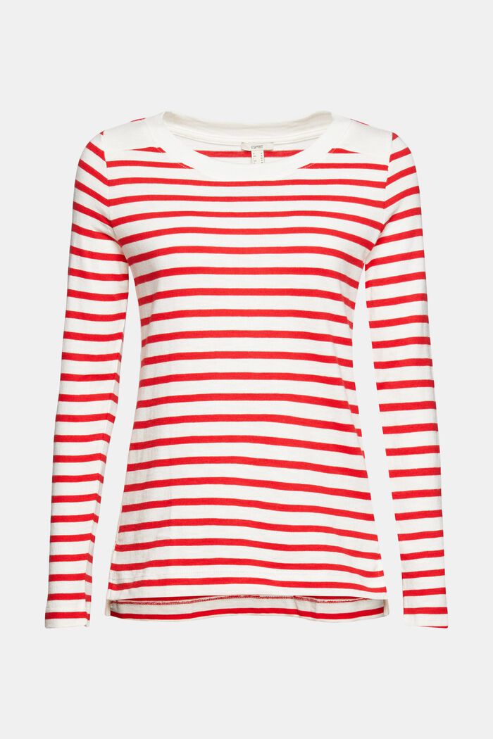 Randig långärmad T-shirt i bomull, ORANGE RED, detail image number 8