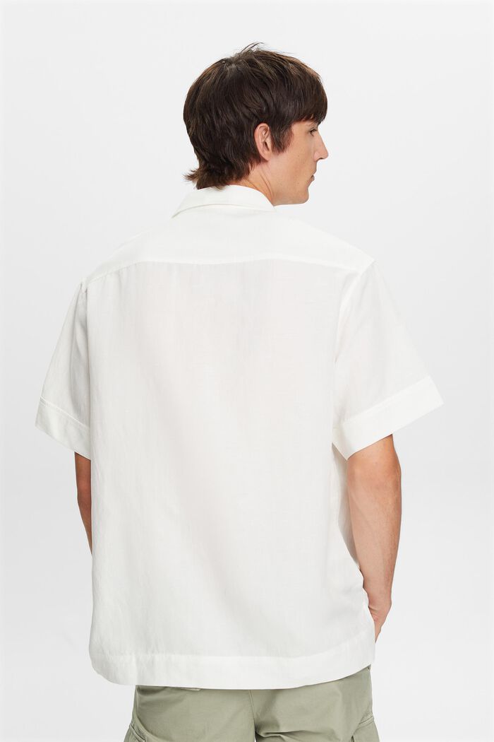 Kortärmad skjorta, linneblandning, WHITE, detail image number 3