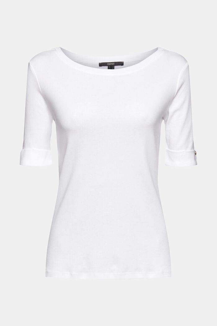 T-shirt med uppvikta ärmslut, ekologisk bomull, WHITE, detail image number 2