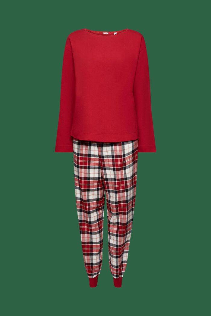 Rutig pyjamas i flanell, NEW RED, detail image number 5