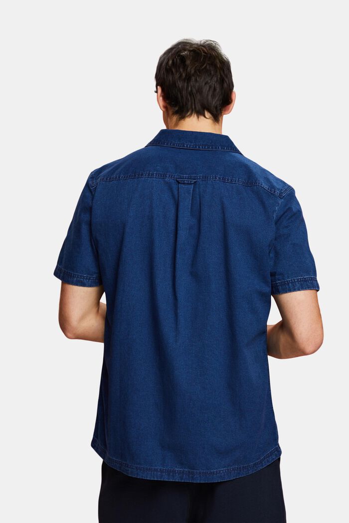 Kortärmad jeansskjorta, 100% bomull, BLUE DARK WASHED, detail image number 3