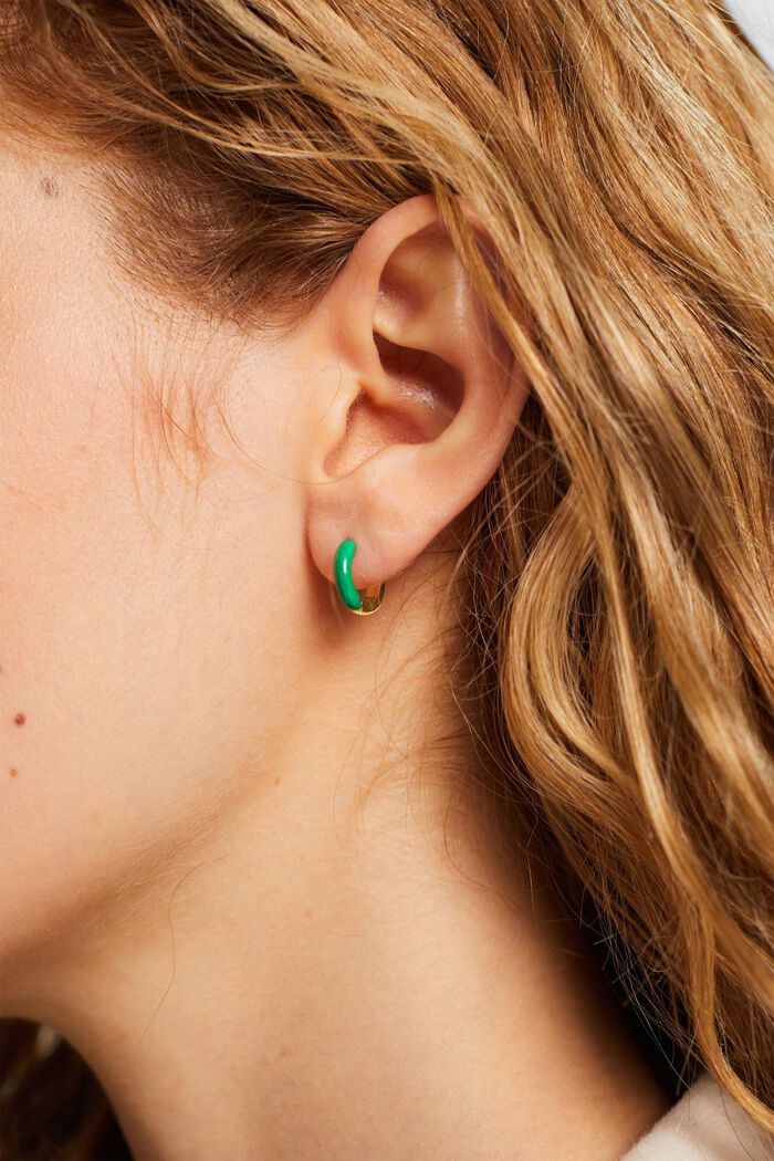 Tvåfärgade små örhängen, GREEN, detail image number 2