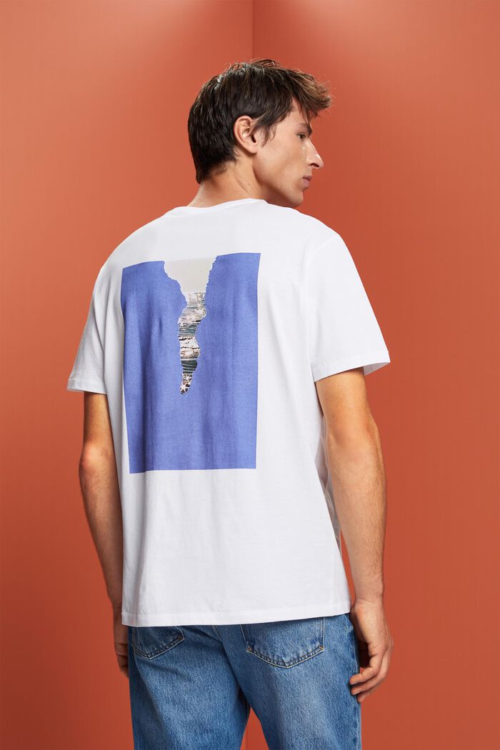 T-shirt med tryck bak, 100% bomullsjersey, WHITE, detail image number 3