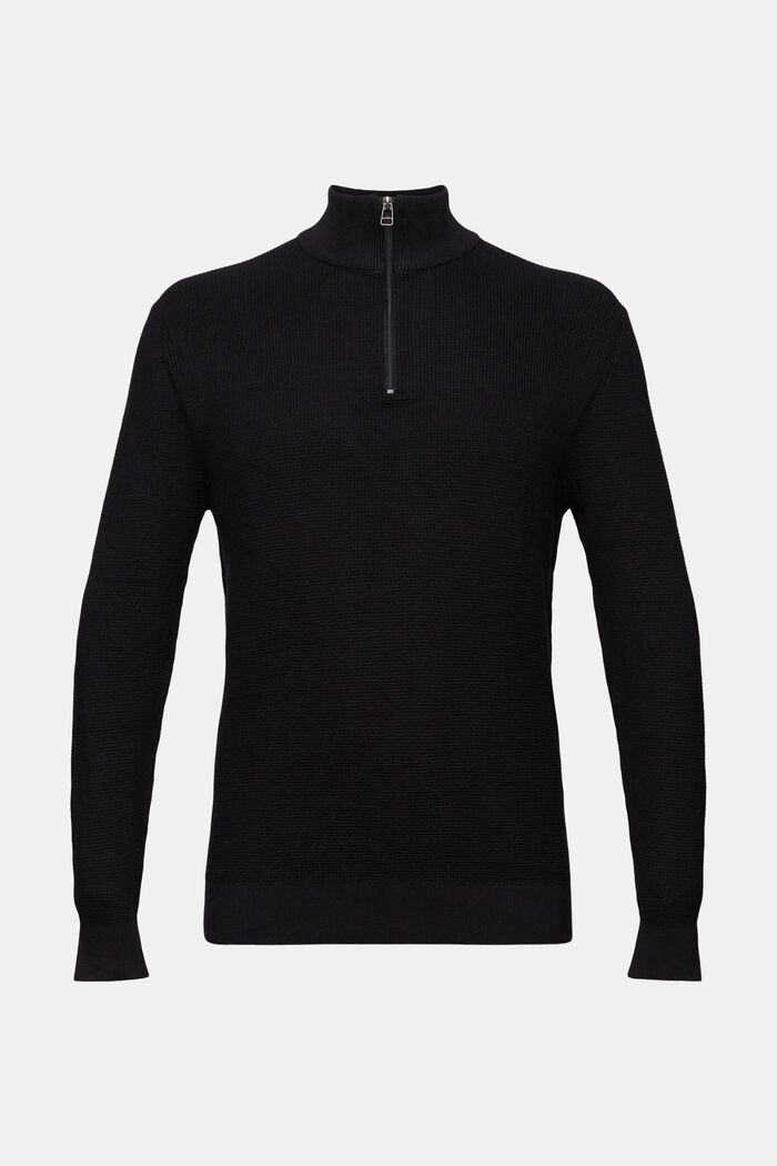 Half Zip-tröja av bomull, BLACK, detail image number 6