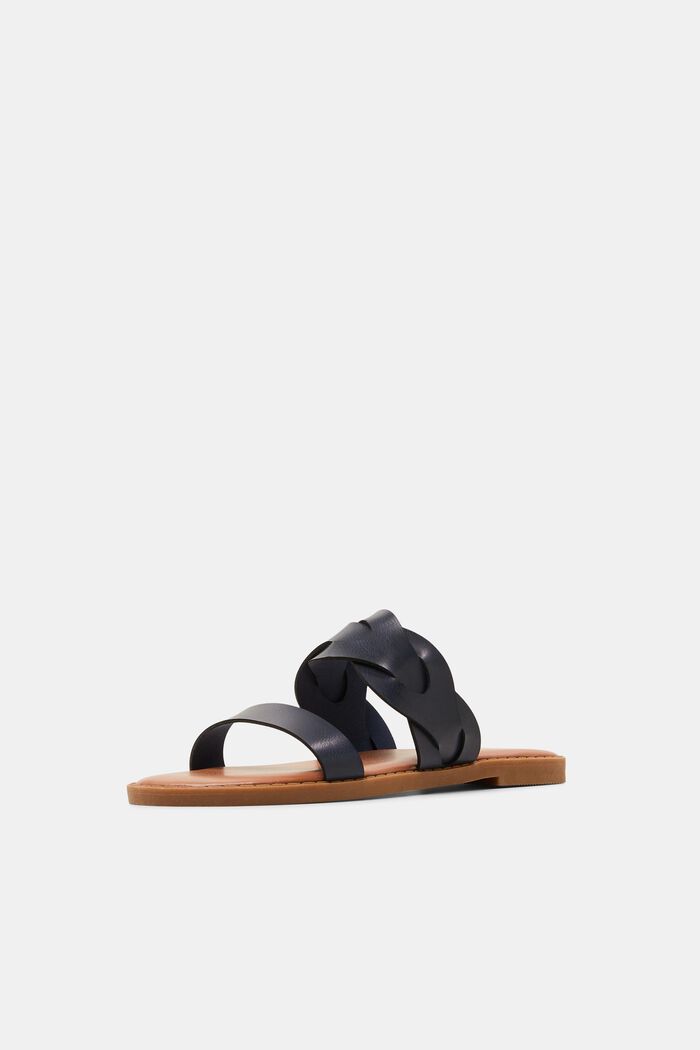 Flätade slip-in sandaler i veganskt läder, NAVY, detail image number 2
