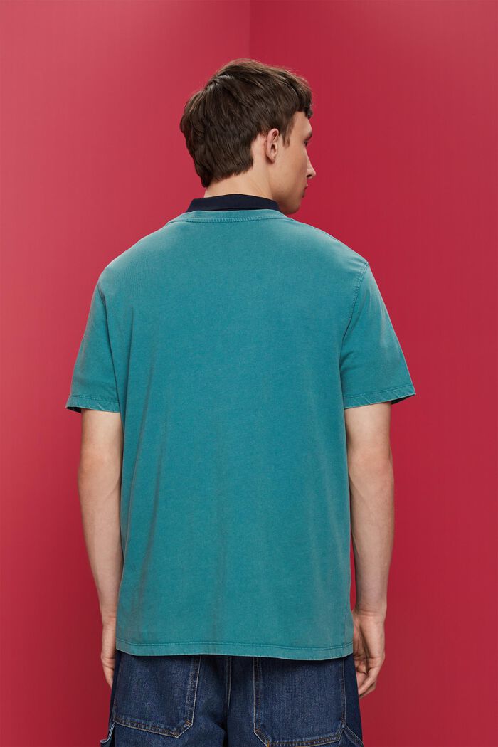 Plaggfärgad T-shirt i jersey, 100% bomull, TEAL BLUE, detail image number 3