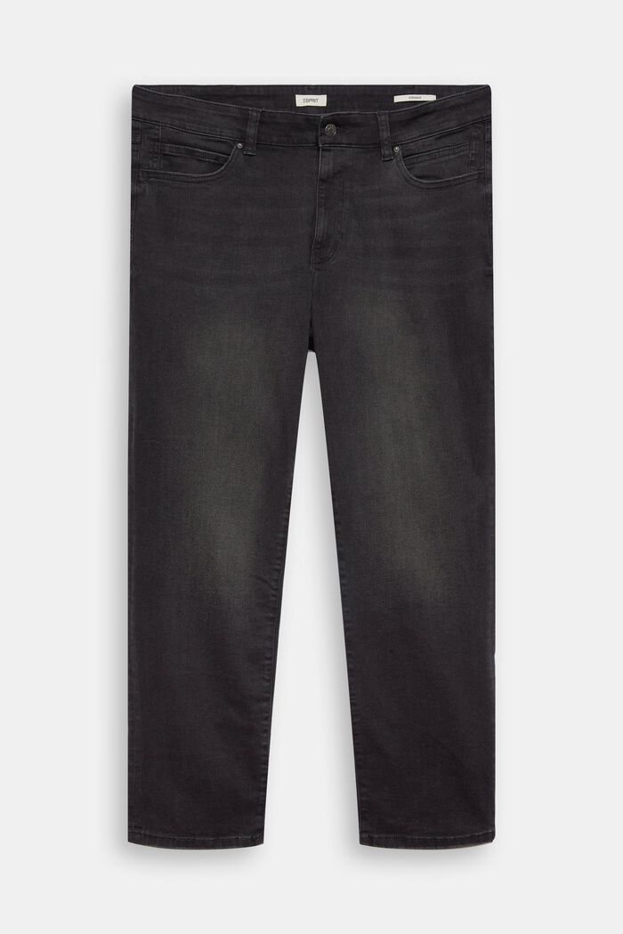 Jeans med medelhög midja och raka ben, BLACK DARK WASHED, detail image number 6