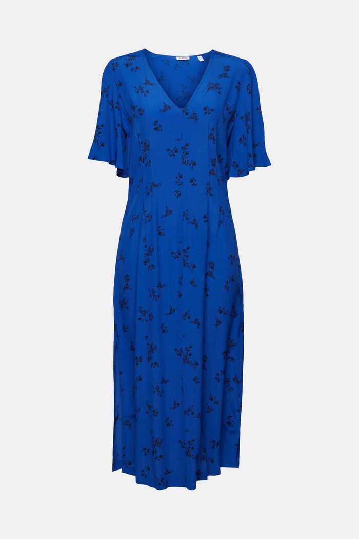 V-ringad, mönstrad midi-klänning, BRIGHT BLUE, detail image number 7