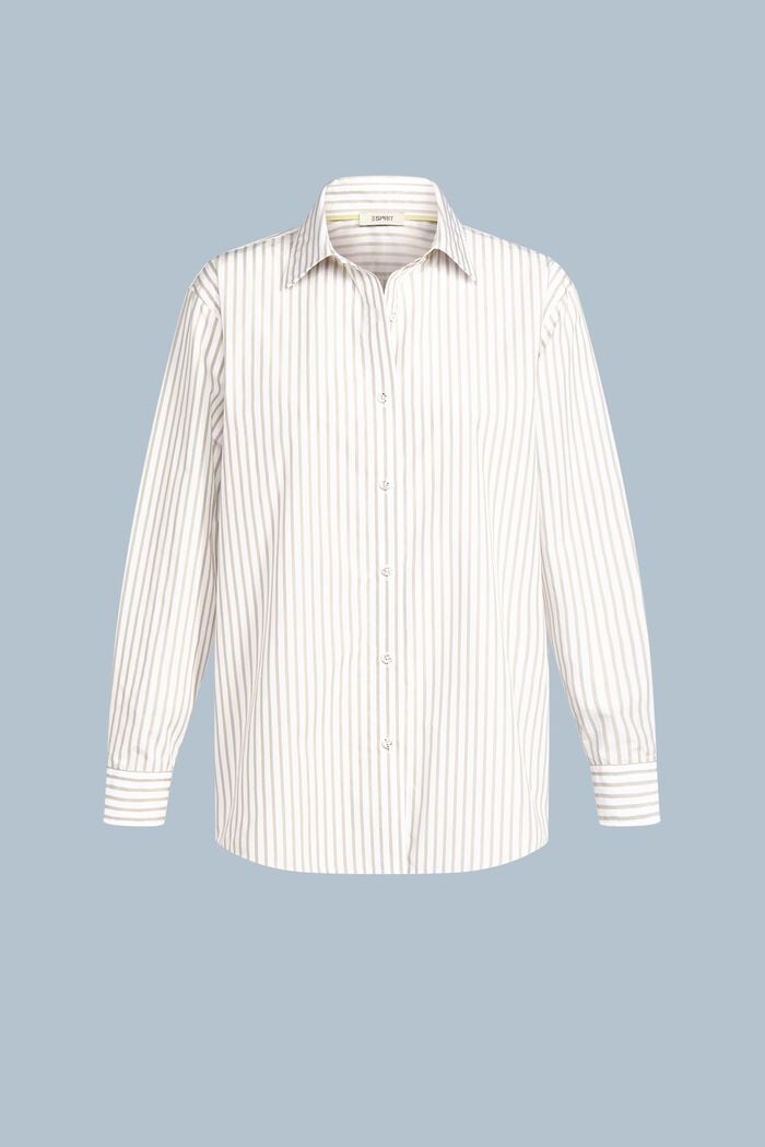 Randig skjorta i bomullspoplin, BEIGE, detail image number 6
