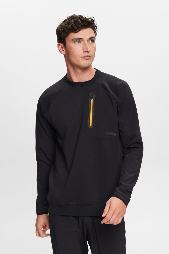 Sweatshirt med fickor med dragkedja, BLACK, detail image number 0